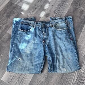 american living low waisted jeans, has rips